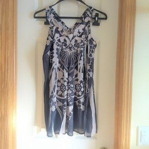 vintage y2k sleeveless sheer floral tunic mini dress NWOT